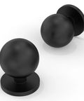 Matte Black Round Kitchen Cabinet Knobs And Drawer Knobs Set, 10 Pack, shown two knobs with matte finish and round design.