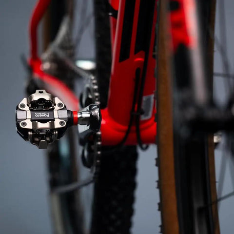 MX 2 Dual Sensing Ride Ready Pedal Power Meter For MTB And Gravel, Pedal Based Power Meter With SPD Compatibility mounted on bike