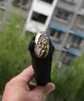 Close-up of DIY Katana Handle Kit Tsuka 10.2 Inch With Alloy Copper Iron Fittings featuring decorative gold end cap.