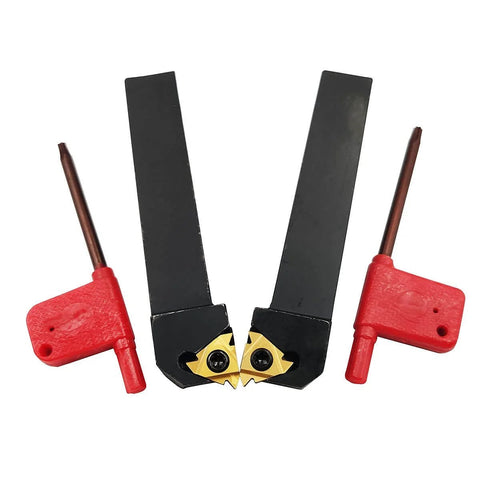 Two-Piece CNC Lathe Carbide Indexable Threading Tool Holder Set With SER1616H16 And SEL1616H16, Workhorse and T15 wrenches