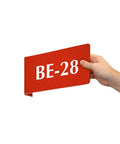 Heavy Duty Horizontal Warehouse Aisle Signs Custom Engraved L Shaped Rack Markers With Kickass Durable ABS Plastic Build Pre Drilled Mounting Holes Ready To Hang Made In Usa, red sign BE-28