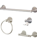 Governor 4-Piece 24-Inch Towel Bar Bathroom Accessory Set With Towel Ring, Robe Hook, And Toilet Paper Holder In Brushed Nickel