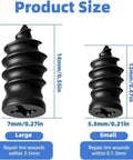 Two-Size Tire Plug Kit With Screw-In Plugs And Driver, small and large plug size comparison for sealing punctures