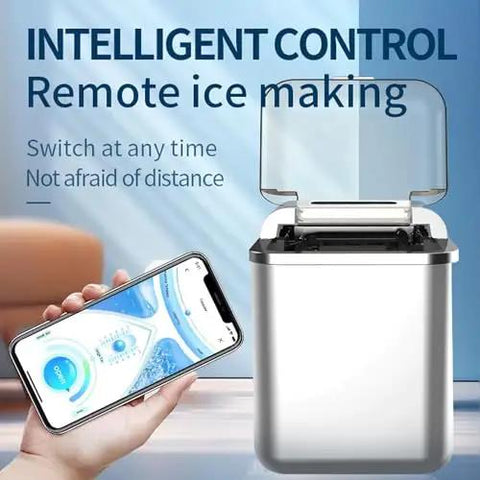 Countertop Ice Maker With Slick Remote Control And Hassle Free Self Cleaning Yields Fast Spherical Cubes In A Snap, showcasing remote control feature.