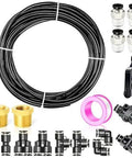 Black Heavy Duty Three Eighths Inch OD Nylon Pneumatic Air Tubing Kit with push-in fittings and accessories for fluid transfer.