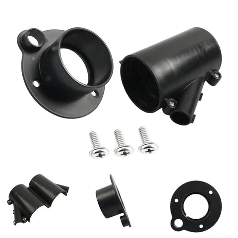 Rugged Outboard Motor Cable Conduit Protective Sleeve Kit With Flange Connector For Secure Marine Wiring And Hose Routing On Yachts, polypropylene, black, with screws