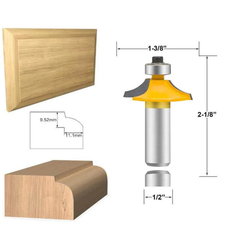 Door And Drawer Front Edging Router Bit Set With One Half Inch Shank Four Piece Pro Grade Woodworking Milling Cutter Tools Carbide Cutter For Cnc Router Includes Thumbnail Bit Two Ogee Bits One Large One Small And Roundover With Ogee Bit
