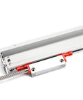 Pro Grade Precision Linear Scale Encoder 0.005mm Optical Scale With 5um Grating Glass Ruler Sensor, close-up view of scale and sensor