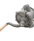 Aluminum Drum Rotary Hand Pump For 30 To 40 Gallon Gas And Diesel Caddy, Easy To Handle, One And A Quarter Inch Inlet And Outlet Pipe, Portable Oil Transfer Pump For Fast, Reliable Fuel Moves, side view