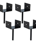 U Shape Fence Post Holder 6x6 Inches 4 Pack For 5.5x5.5 Wood Posts And Concrete Post Anchor Black Powder Coated, heavy duty.