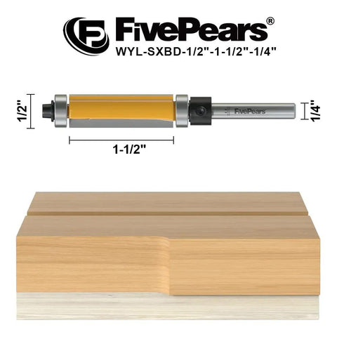 Top and Bottom Bearing Flush Trim Router Bit One Quarter Inch Shank Pro Grade Carbide Inserts for Durability Anti Kickback Design