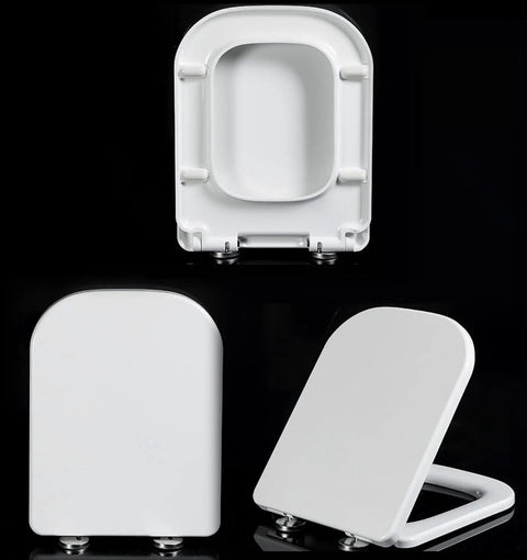 Built Tough High Capacity Square Toilet Seat In Crisp White Featuring Smooth Soft Close Lid And Heavy Duty Stainless Adjustable Hinges.
