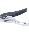 Ergonomic Handheld 1 Hole Paper Punch 8mm Diameter Full Metal Puncher, side view, black handle, 25mm depth, up to 25 sheets
