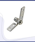 304 stainless steel damping hinge with mounting plates, left-hand, adjustable torque 0.4 N·m, angled side view (1 pc).