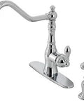 American Classic Kitchen Faucet In Polished Chrome With Brass Construction One Half Inch NPSM Connection, side view with sprayer