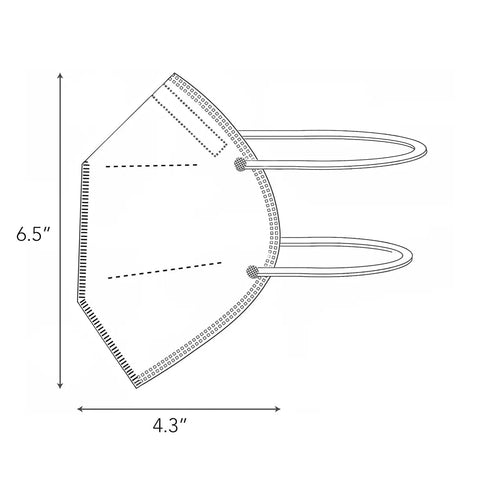 Diagram of N95 Disposable Respirator Mask Made In USA Super Comfy Fit Breathable Skin Friendly Nonwoven Fabric NIOSH Approved
