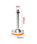 Heavy Duty Leveling Feet Four Pack Nonslip Adjustable Screw Legs, 200mm tall, with stainless steel and orange rubber base.
