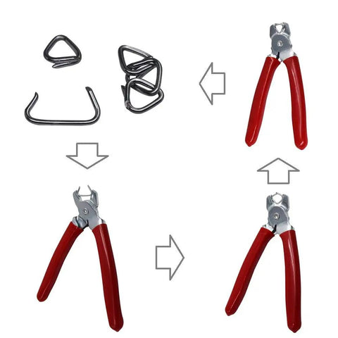 Angled Hog Ring Pliers With 300 Galvanized Hog Rings Spring Loaded Upholstery Installation Kit for Furniture Fencing