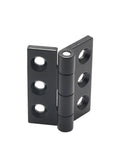 JL715 adjustable torque hidden stay hinge, front view, black metal, two plates with 3 screw holes, 80×65.5×6 mm