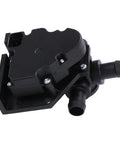 Heater Coolant Control Valve For Tesla Model S 2012 2021 Ev Bev Direct Bolt On Replacement, black plastic, side view.