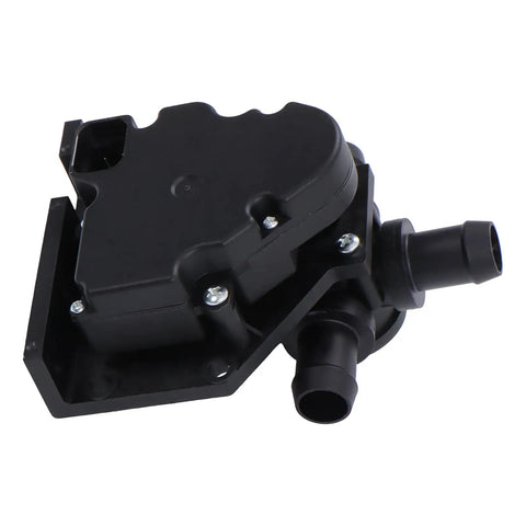 Heater Coolant Control Valve For Tesla Model S 2012 2021 Ev Bev Direct Bolt On Replacement, black plastic, side view.