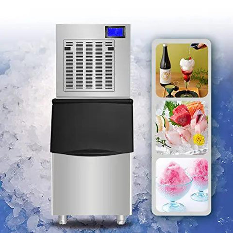 Heavy Duty Commercial Ice Maker Cranks Out 792 Lbs Of Chunky Granular Ice Daily With A Stacked 440 Lb Storage Bin Includes Automatic Water Filter And Scoop ready for busy bars.