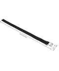 Single black strap from 8 Pcs Lawn Aerator Shoes Straps Durable Fixing Bands For Gardening Footwear, size 520mm x 30mm, with metal buckle