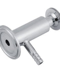 Side view of SUS304 stainless steel 2-inch tri-clamp sample port with quick-release valve
