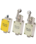 Beefy Workhorse Momentary Travel Limit Switch 1NO 1NC With Millimeter Precision Contacts, Rugged Housing, Anti Impact, Wear Resistant, Ideal For Conveyors, Automation, And Harsh Industrial Environments. Three industrial lever limit switches with roller actuators