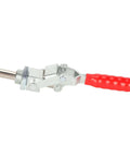 Heavy Duty Push Pull Toggle Clamp With 136kg Clamping Force Quick Fixture, metal body, red handle, side view
