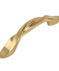 10 Pack Brushed Brass Twist Cabinet Hardware Handle Pull With 3 Inch Hole Centers, Side View