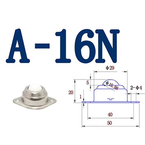 Roller ball transfer bearing caster A-16N, Amazon, metal flange-base, 1 pc