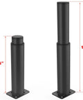 Rock Solid Metal Replacement Furniture Legs With Quick Five To Nine Inch Adjustable Height Range Badass Eight Hundred Pound Heavy Load Support For Couches And Beds Pair, showing 5-inch and 9-inch adjustable sizes.