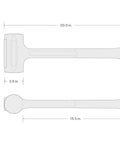 Diagram showing dimensions of 88 Oz Dead Blow Sledge Hammer With Steel Shot Inside For Less Rebound And Maximum Control, Made In USA