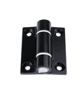 Heavy Duty Adjustable Position Control Damping Hinges 2 Pack Black Zinc Alloy For Furniture Cabinets Equipment 0 To 2.5 Nm Torque With Countersunk Holes 65 By 55 Mm, front view showcasing hinge details and countersunk holes on a white background.