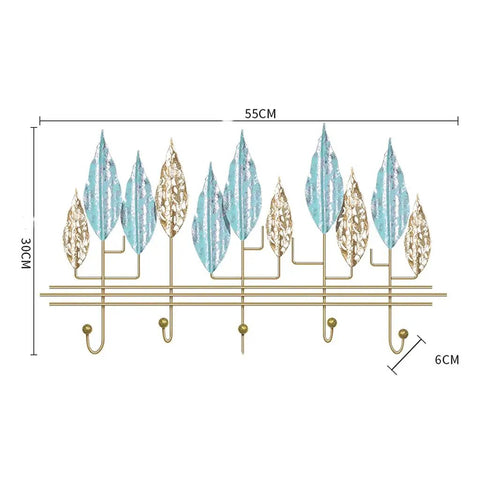 Rock-Solid Wall Mount Coat Hanger Hook Holder, Heavy-Duty multi-purpose key rack with decorative leaf design.