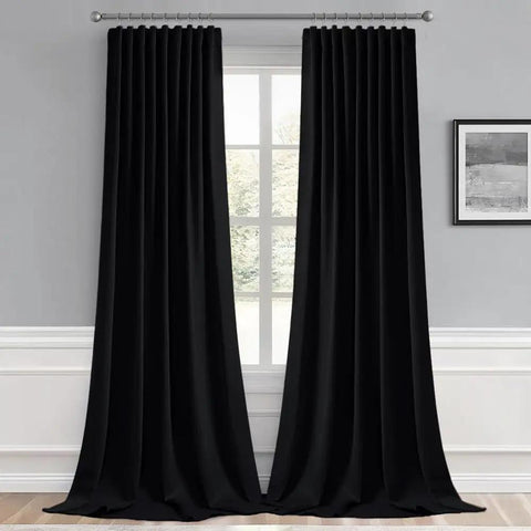 Two Panel Blackout Curtains 96 Inch Long for Living Room and Bedroom With Rod Pocket Back Tab And Pinch Pleat Options