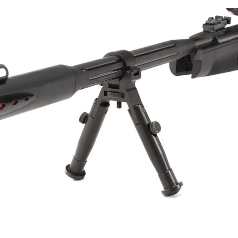 Bi-Pod For Air Rifles With Foldable Legs, Quick Mount System, Black Finish, Fits 11-30 Millimeter Barrel Diameter in use