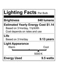 Lighting Facts label for 8 Pack A19 LED Light Bulbs 60 Watt Equivalent Daylight 5000K Bright White For Indoor Use