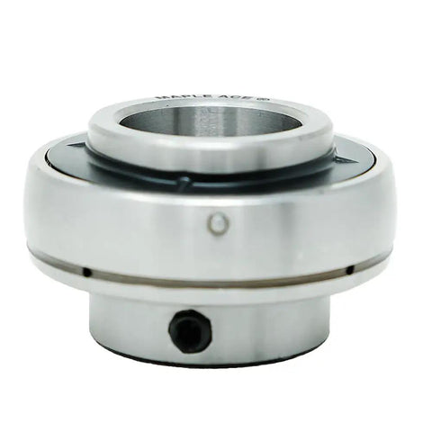 UC205-16 Go Kart Axle Bearing With 1 Inch Bore And Spherical OD Set Screws Lubrication Hole Beefed Up For Heavy Duty Racing And OEM Go Kart Projects 2 Pack High Speed Low Noise Low Vibration Long Life, side view
