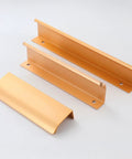 Four Pack Sleek Invisible Pull Handles Gold Finish Cabinet Hardware Flush Drawer Pulls For Kitchen Cabinets Wardrobes Furniture Cupboard Doors Easy Install Hidden Aluminum Alloy No Tools Needed displayed on a surface