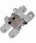 Invisible 180 Degree Concealed Cabinet Hinges For Smooth Doors Zinc Alloy Cross Design Heavy Duty 10kg Load Fifty Thousand Open Close Cycles Built To Last Fits 94mm And Four Size Variants For Cabinets Wardrobes And Sliding Doors, close-up view of zinc alloy construction.