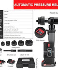 Electric Hydraulic Hole Punch Kit With 6 Dies From 22mm To 60mm 21V Battery 80KN Punch Tool with accessories and features display