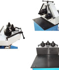 Professional Grade Industrial Strength Heavy Duty Pinch Roll Bender Machine For Rolling Pipe Flat And Round Steel With Knockout Performance and No Sweat Workshop Setup top view of rollers and control levers