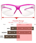 Ultra Lightweight Anti Fog Wrap Around Safety Glasses With Clear Lenses U6 ANSI Z87.1 Scratch Resistant Soft Touch Comfort Fit size chart
