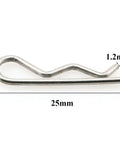 Close-up of 100Pcs R Type Cotter Pins Set In 4 Sizes M1x17mm M1.2x21mm M1.5x28mm M2x40mm 304 Stainless Steel, showing M1.2x21mm pin.