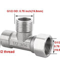 Stainless Steel Half Inch G 3 Way Diverter Tee Connector With Movable Cap Flexible Angled Valve For Bidets Sprayers Shower Arms