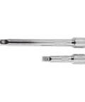 Two chrome vanadium steel extension bars for Grab and Go Extension Bar Set for Ratchets, One Half Inch, Three Eighths Inch, and One Quarter Inch Drive
