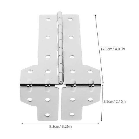 Two Pack Flight Case Corner Hinge Kit, Heavy Duty Cabinet Corner Protector, silver metal hinge with dimensions shown