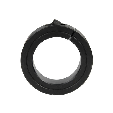 Front view of One And Three Quarters Inch Bore Single Split Shaft Collar With Outer Diameter Two And Three Quarters Inches And Eleven Sixteenths Inch Wide Beefy Carbon Steel Two Pack For Secure Shaft Alignment And No Slippage
